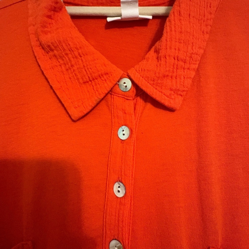 J. Jill Mixed Media Tunic in Orange Cotton Gauze Size Large - Picture 4 of 9